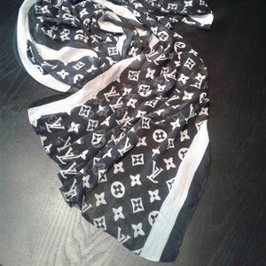 Black monogram scarf